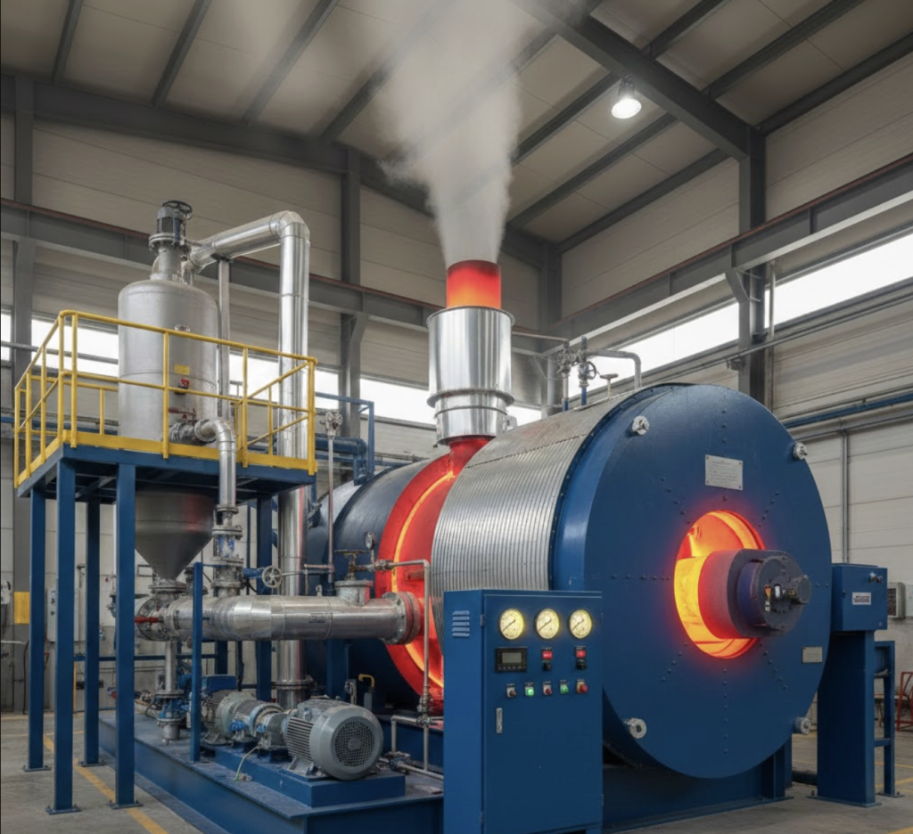 Pengertian Thermal Oil Boiler, Thermal oil Boiler adalah, Prinsip kerja thermal oil Boiler, Thermal oil adalah, Oil Heater AMP, Komponen thermal oil heater, Boiler Oil